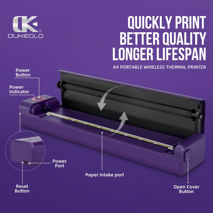 Impresora DK DukeGlo H2 | Portátil Bluetooth/USB 203 DPI para Tatuaje