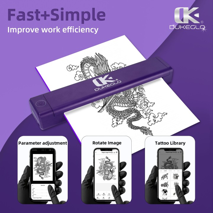 Impresora DK DukeGlo H2 | Portátil Bluetooth/USB 203 DPI para Tatuaje