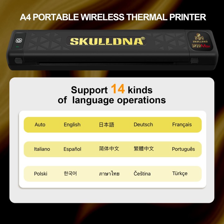 SKULLDNA SP20 MAX | Impresora Portátil con Pantalla Táctil 203 DPI