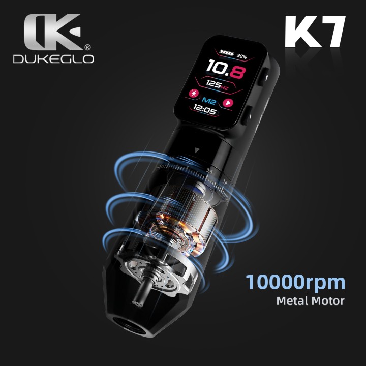 DUKEGLO K7 | Máquina de Tatuar Inalámbrica 7 Strokes 10.000 RPM
