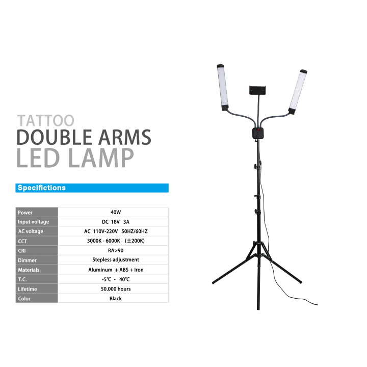 Lámpara Doble Luz LED para Tattoo | Iluminación Profesional 40W