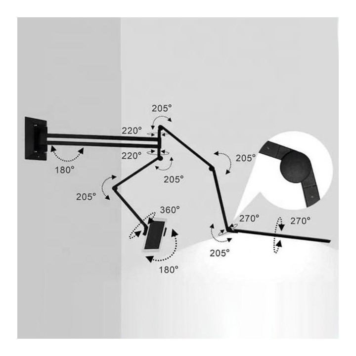 Lámpara LED de Pared Plegable con Soporte Tablet | Tattoo