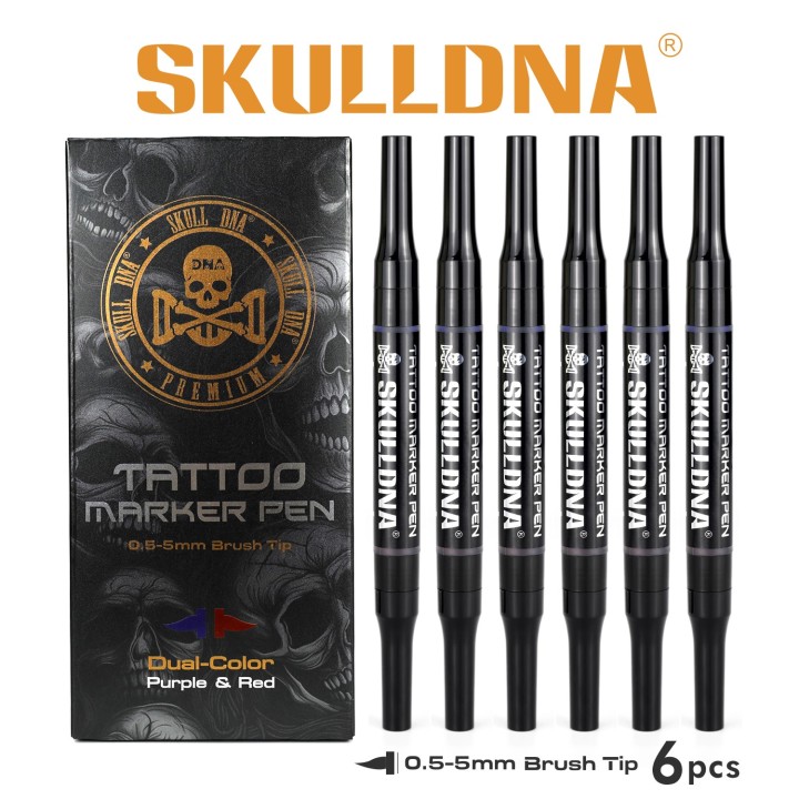 Rotulador SKULLDNA Doble Punta 0.5–5mm | Diseño Tattoo Profesional