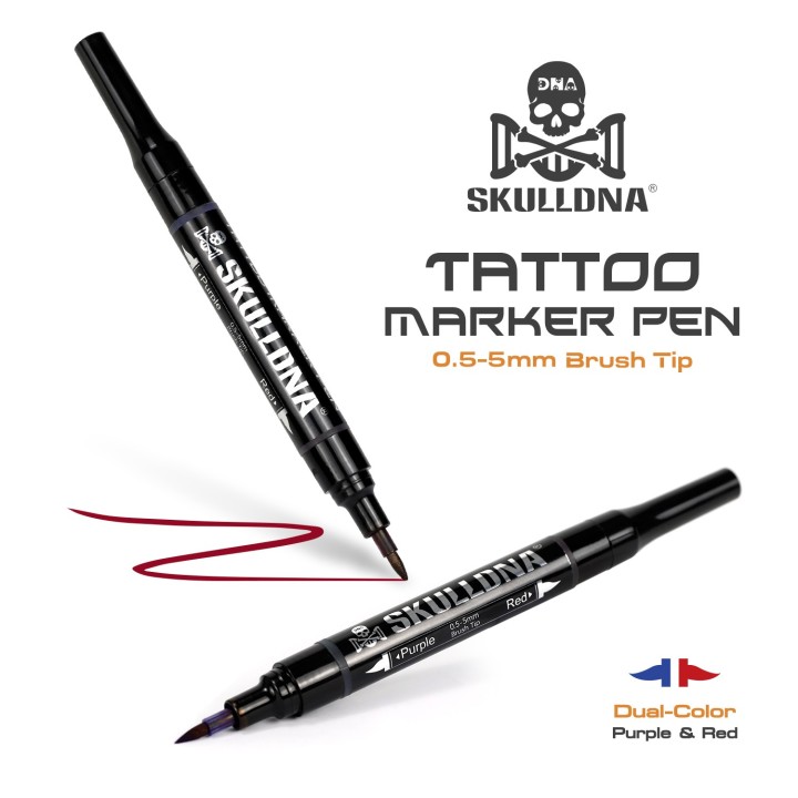 Rotulador SKULLDNA Doble Punta 0.5–5mm | Diseño Tattoo Profesional