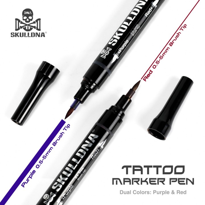 Rotulador SKULLDNA Doble Punta 0.5–5mm | Diseño Tattoo Profesional