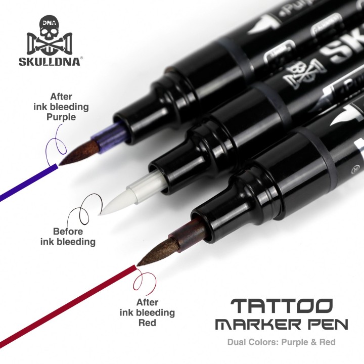 Rotulador SKULLDNA Doble Punta 0.5–5mm | Diseño Tattoo Profesional