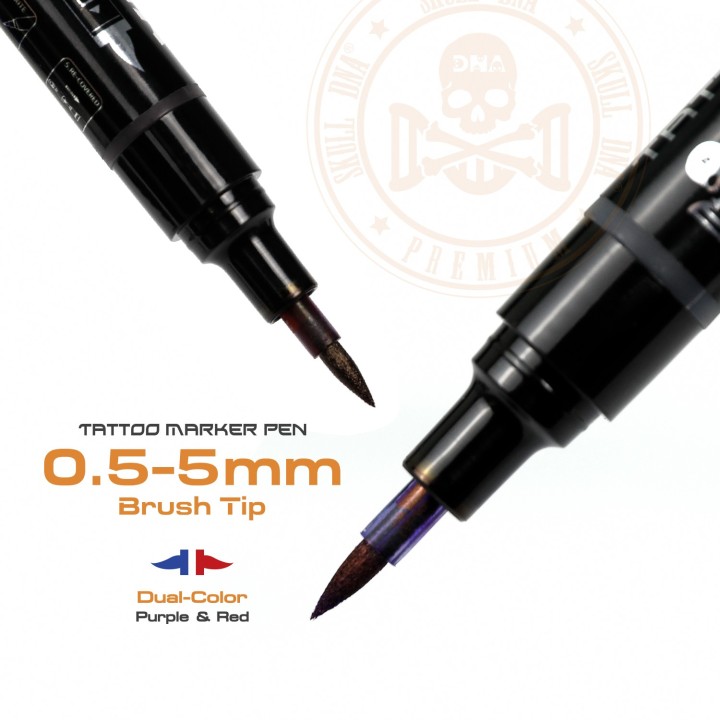 Rotulador SKULLDNA Doble Punta 0.5–5mm | Diseño Tattoo Profesional